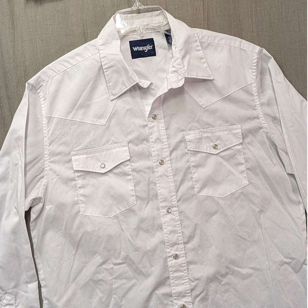 Wrangler Mens White Pearl Snap Long Sleeve Western Shirt Large 71105WH
